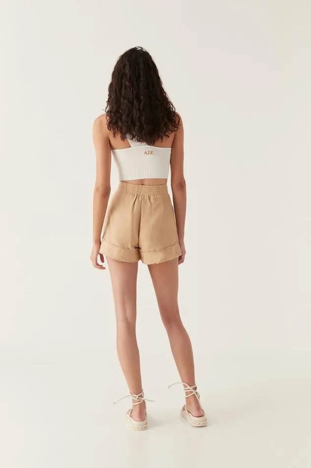 Tiana Tailored Short Sand Brown Women Aje Shorts