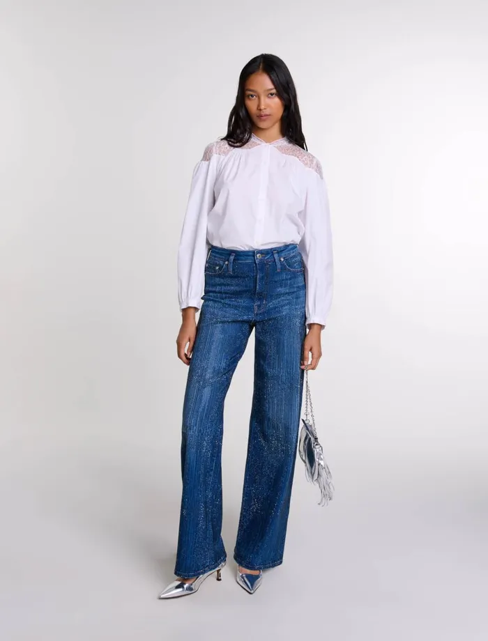 Tops and Shirts Women Maje Lace Shirt White