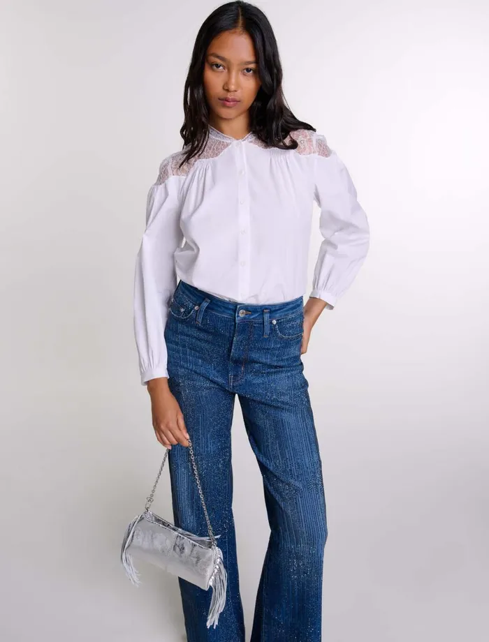 Tops and Shirts Women Maje Lace Shirt White