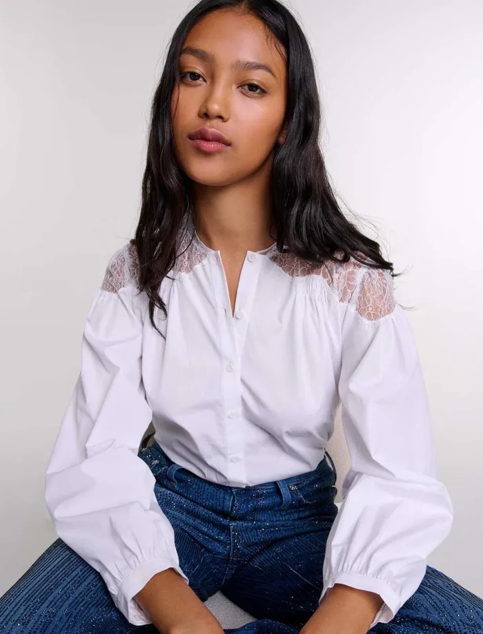 Tops and Shirts Women Maje Lace Shirt White