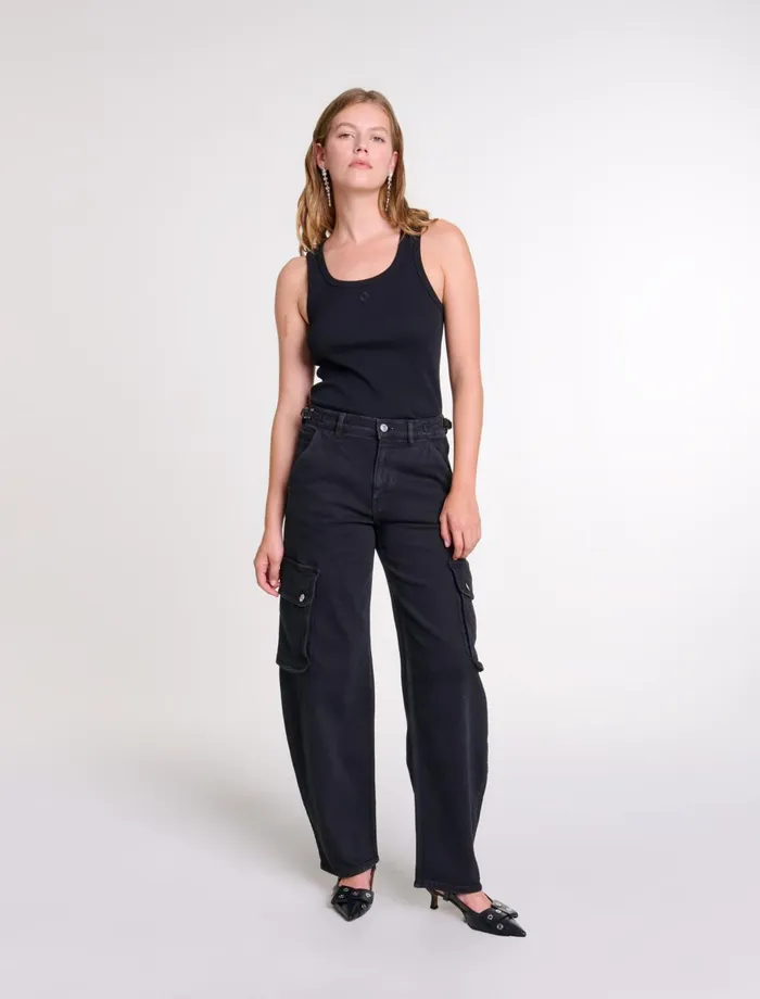 Tops and Shirts Women Maje Rib Knit Tank Top Black