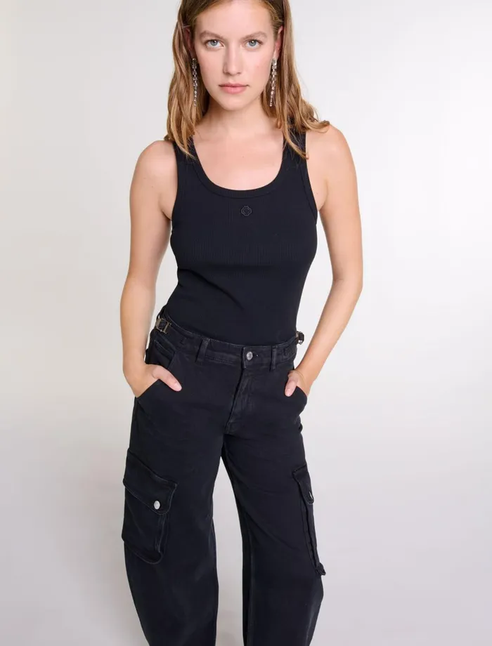 Tops and Shirts Women Maje Rib Knit Tank Top Black