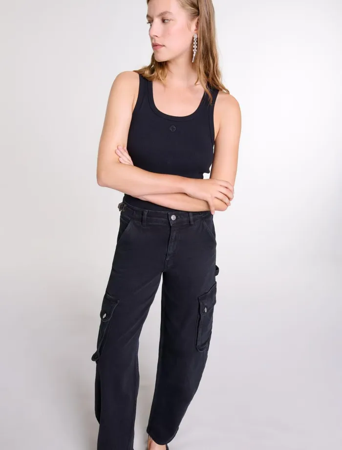 Tops and Shirts Women Maje Rib Knit Tank Top Black