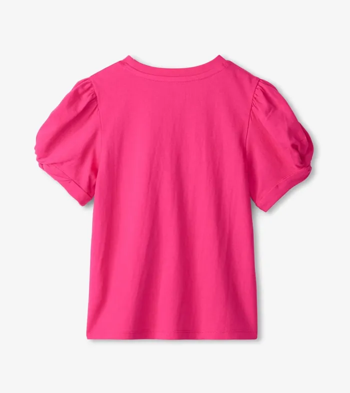 Tops Girls Hatley Girls Pink Twisted Sleeve Tee