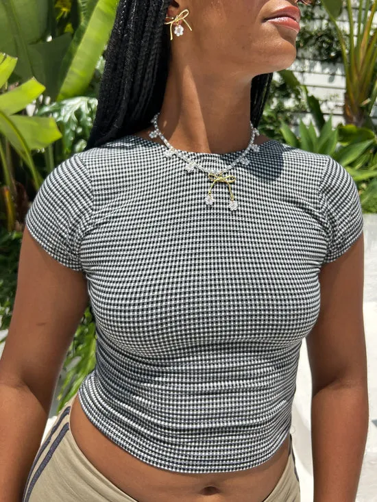 Tops Lisa Says Gah Women Rowan Tee Caviar Gingham