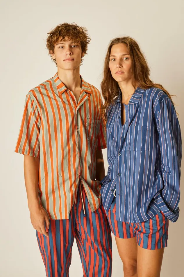 Tops Shop Natalie Martin KEVIN SHIRT Batik Stripe Sage