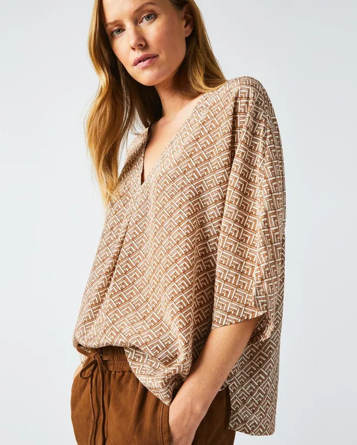 Tops Women Billy Reid V Pleat Blouse Creambrown