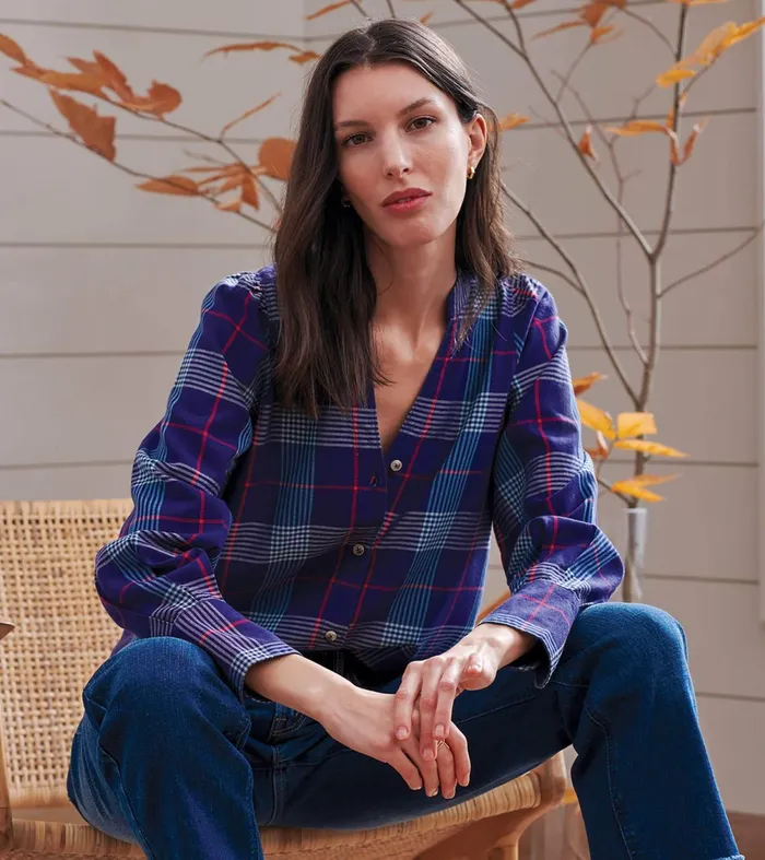 Tops Women Hatley Olivia Blouse 8211 Patriot Blue Plaid