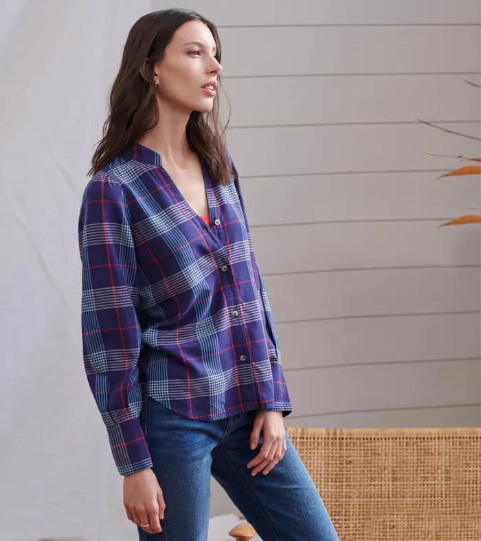 Tops Women Hatley Olivia Blouse 8211 Patriot Blue Plaid
