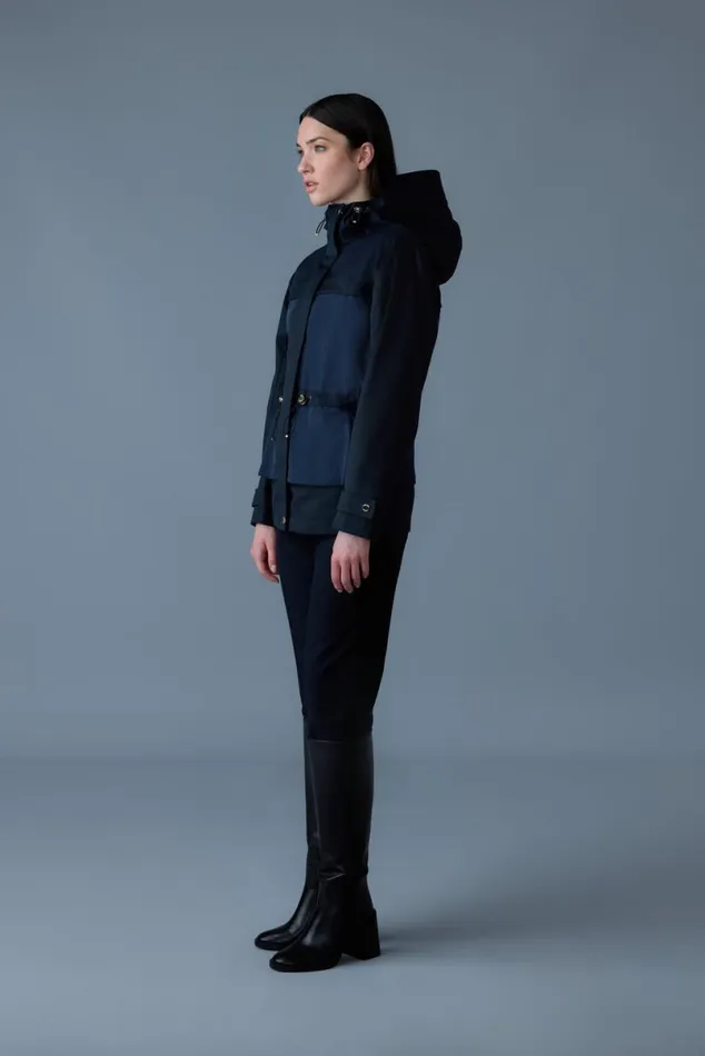 Trenches and Raincoats Women Mackage KAORILVS Hybrid Jacket With Peplum Detail Navy
