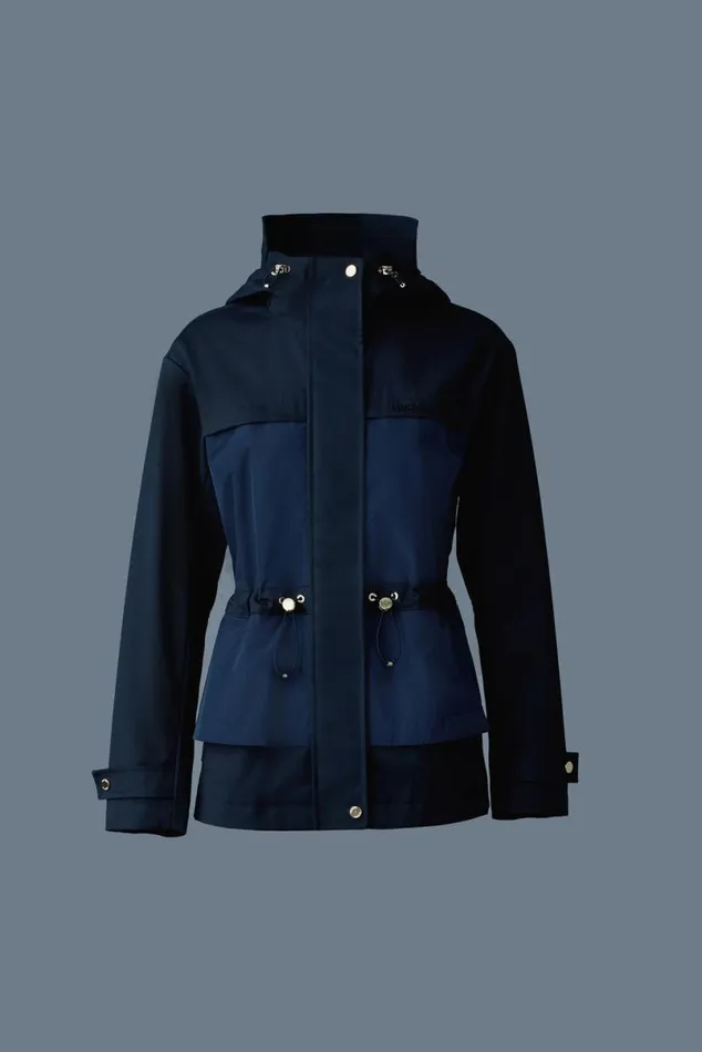 Trenches and Raincoats Women Mackage KAORILVS Hybrid Jacket With Peplum Detail Navy