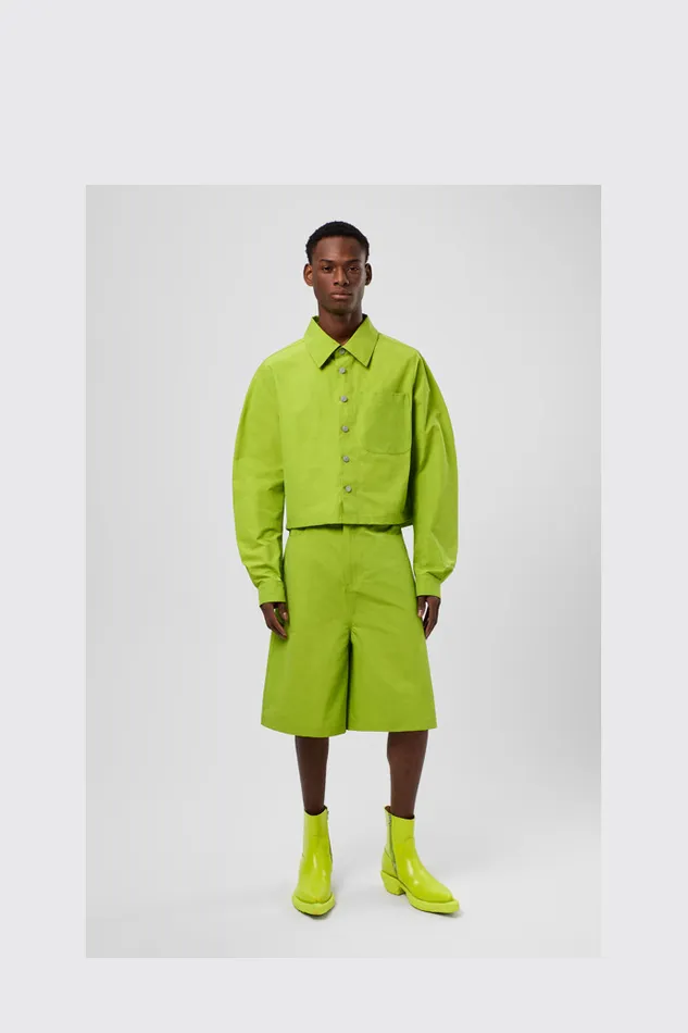 TrousersandShorts Men Camper Tech Shorts Green CottonNylon Shorts