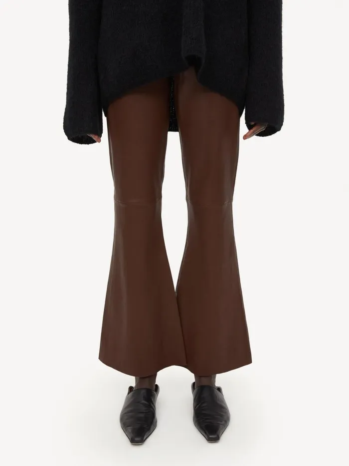 Trousers Women By Malene Birger Evyline Cropped Leather Trousers Chestnut Trousers Women By Malene Birger Evyline Cropped Leather Trousers Chestnut