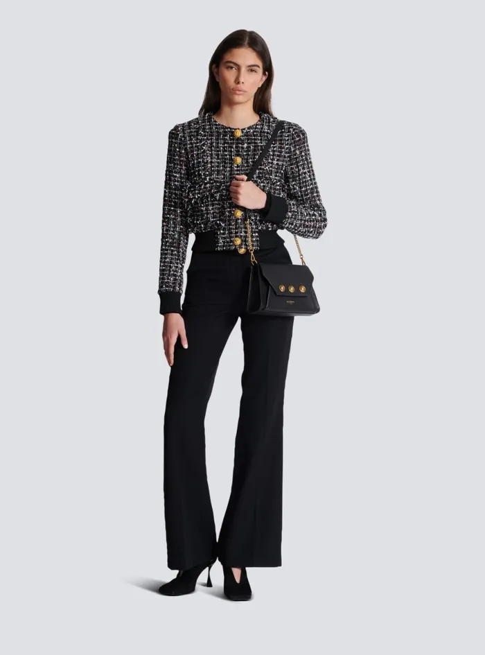 Tweed Jacket With Buttons Black Women Balmain Outerwear