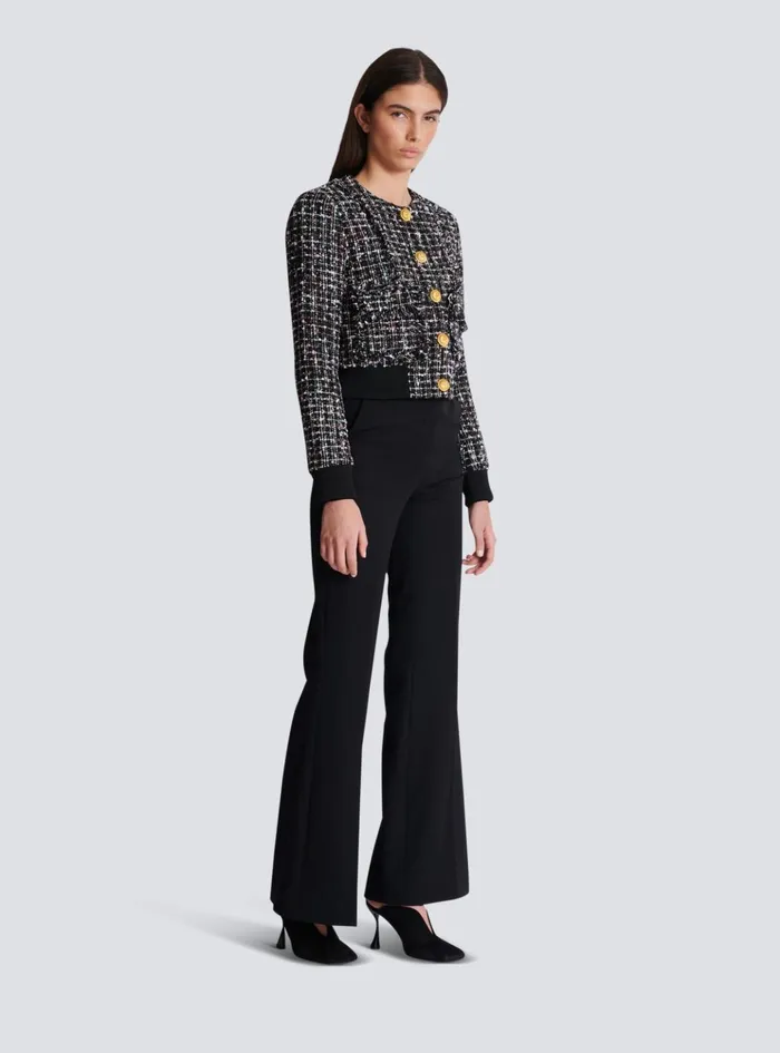 Tweed Jacket With Buttons Black Women Balmain Outerwear