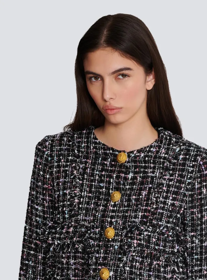 Tweed Jacket With Buttons Black Women Balmain Outerwear