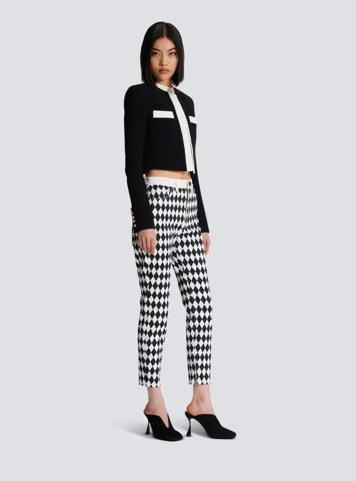 Twotone Crepe Spencer Jacket Black Women Balmain Jackets And Blazers