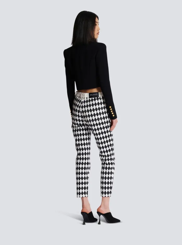 Twotone Crepe Spencer Jacket Black Women Balmain Jackets And Blazers