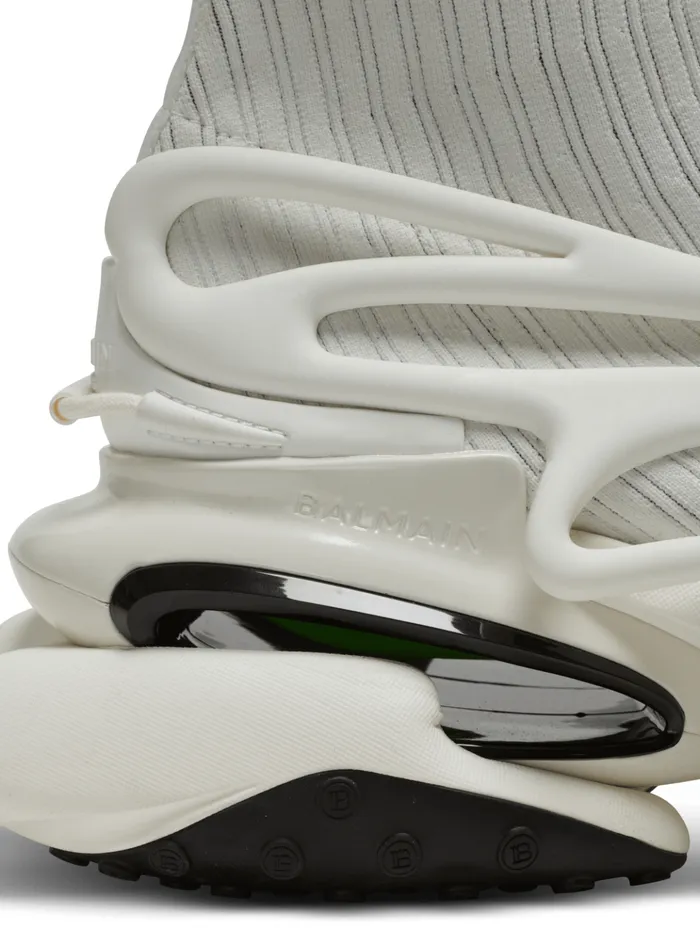 Unicorn Hightop Sneakers In Mesh And Leather White Men Balmain Sneakers