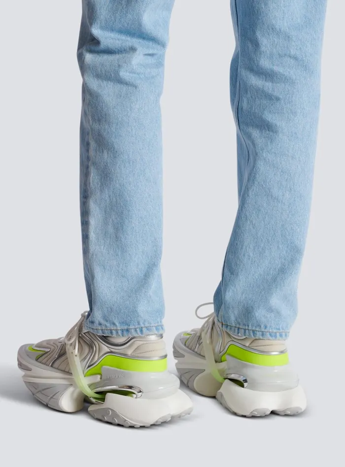 Unicorn Wave Sneakers In Neoprene And Calfskin Yellow Men Balmain Sneakers