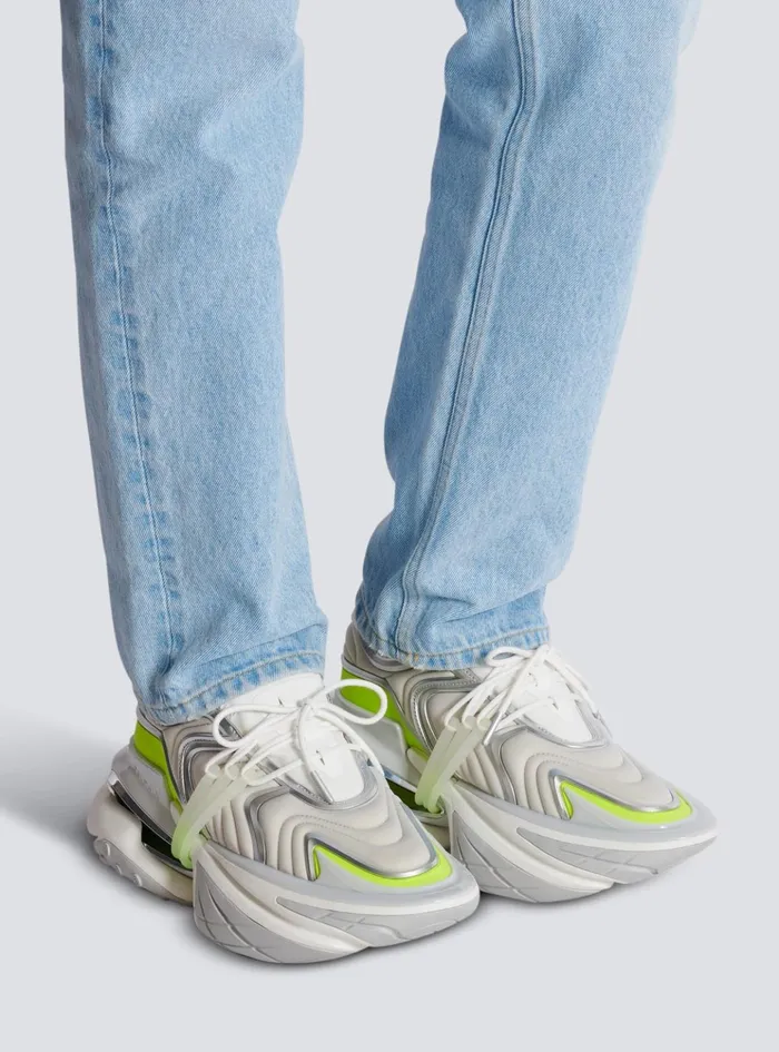 Unicorn Wave Sneakers In Neoprene And Calfskin Yellow Men Balmain Sneakers