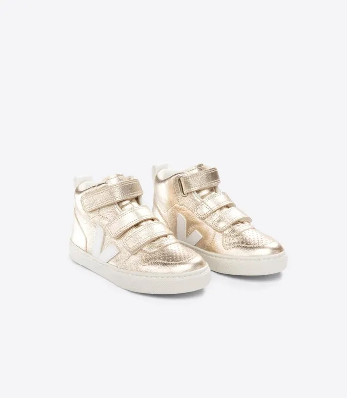 VEJA V10 Mid Kids V10 MID LEATHER PLATINE WHITE