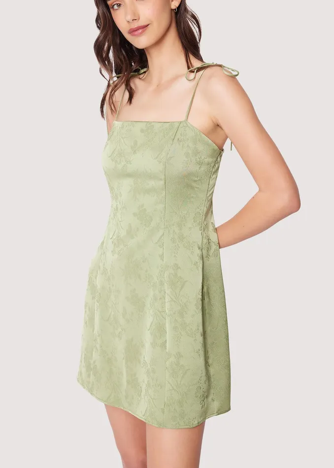 Verte Shoulder Tie Mini Dress Green Women Lost Wander Dresses