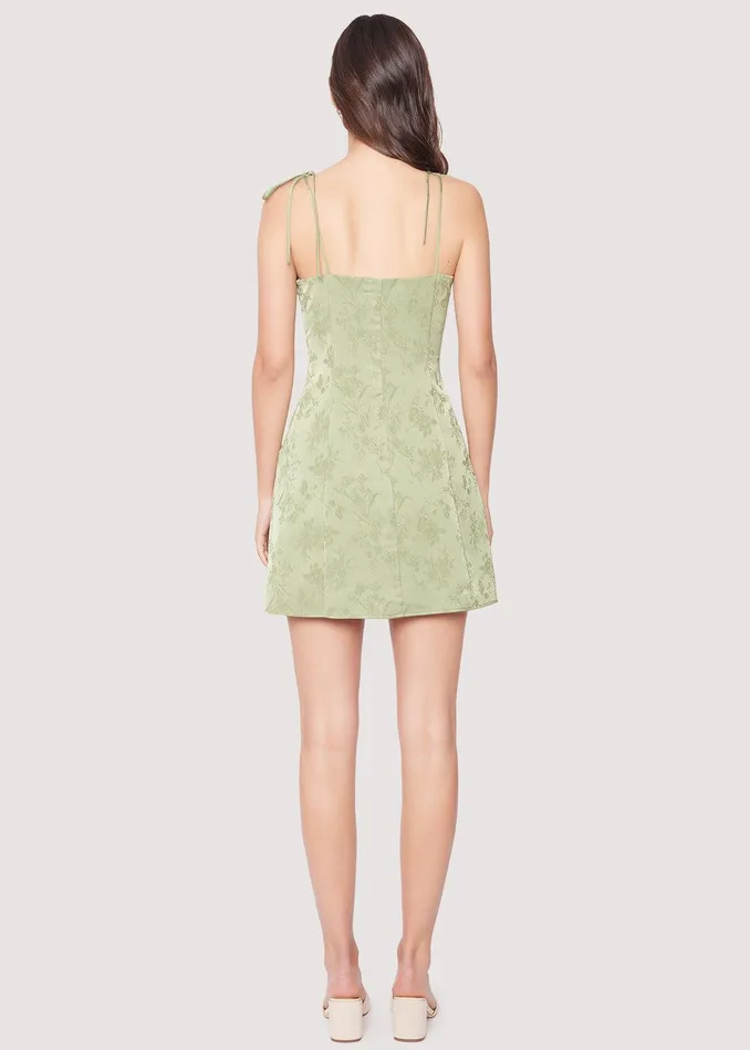 Verte Shoulder Tie Mini Dress Green Women Lost Wander Dresses