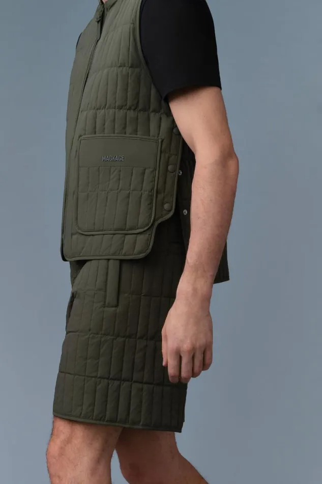 Vests Men Mackage LEVI Light Down Vertical Quilted Vest Light Military Vests Men Mackage LEVI Light Down Vertical Quilted Vest Light Military