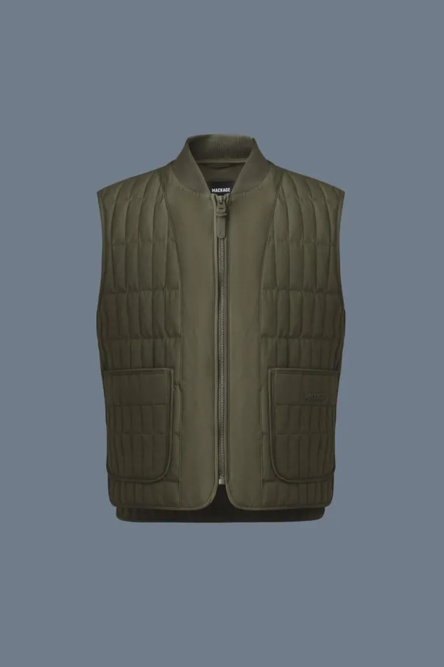 Vests Men Mackage LEVI Light Down Vertical Quilted Vest Light Military Vests Men Mackage LEVI Light Down Vertical Quilted Vest Light Military