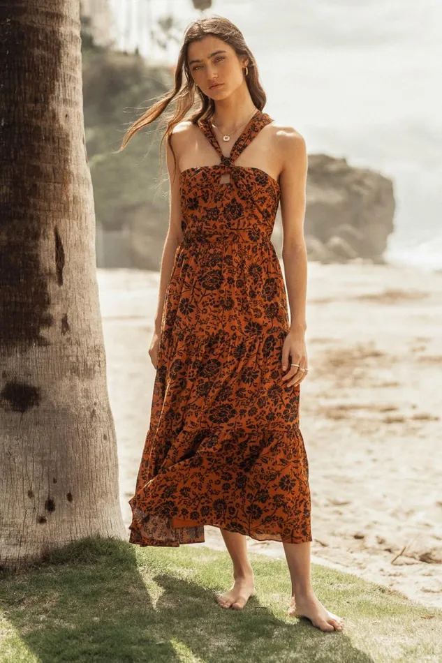 Vida Floral Dress Orange Women Bohme Dresses