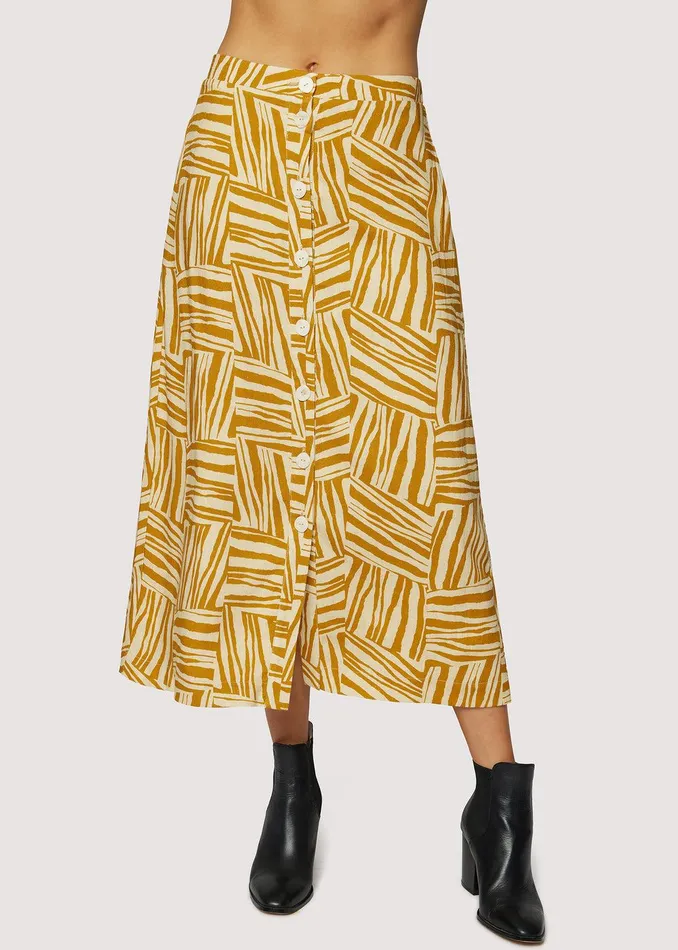 Vintage Vacay Maxi Skirt Orangewhitegraphic Women Lost Wander Skirts