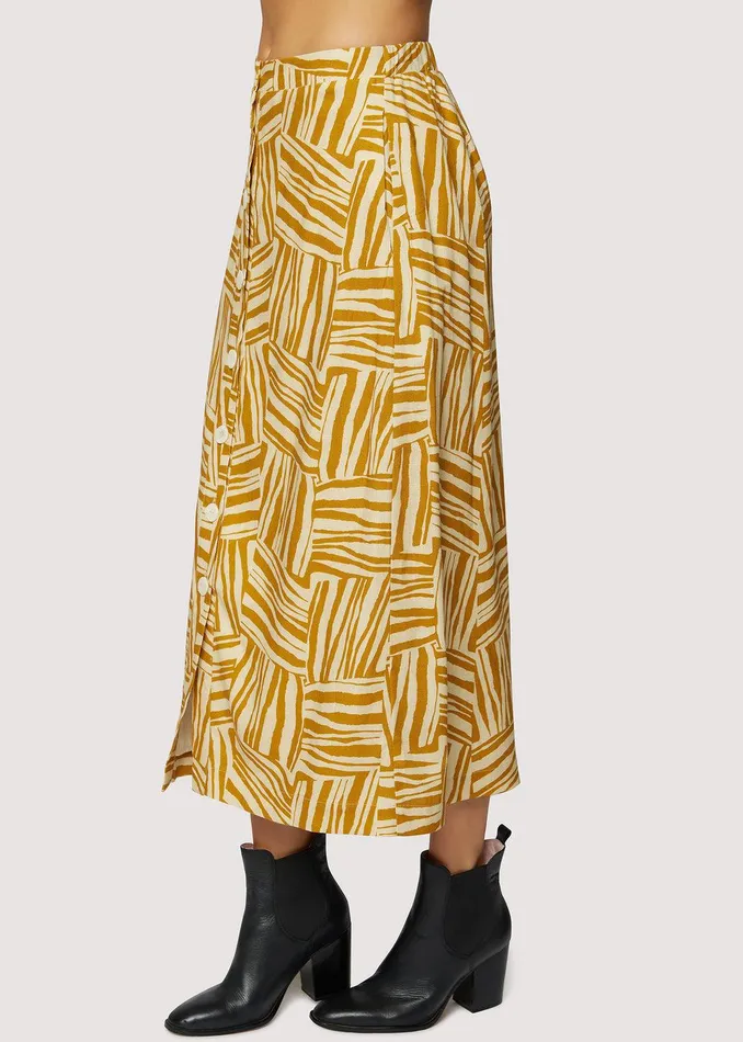 Vintage Vacay Maxi Skirt Orangewhitegraphic Women Lost Wander Skirts