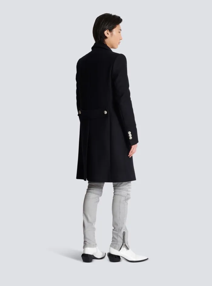 Virgin Wool Officer039s Coat Black Men Balmain Outerwear