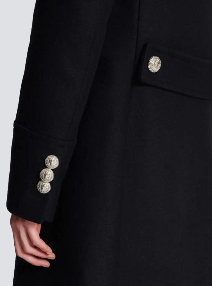 Virgin Wool Officer039s Coat Black Men Balmain Outerwear