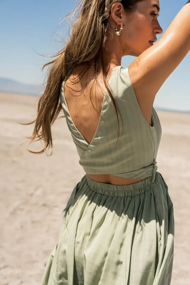 Waverly Mini Dress In Sage Sage Women Bohme Dresses