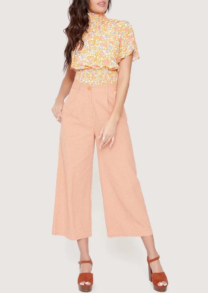 Where The Heart Is Culotte Orangegingham Women Lost Wander Pants And Shorts