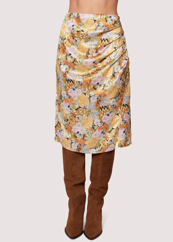 Wildflower Dusk Midi Skirt Olivemultifloral Women Lost Wander Skirts