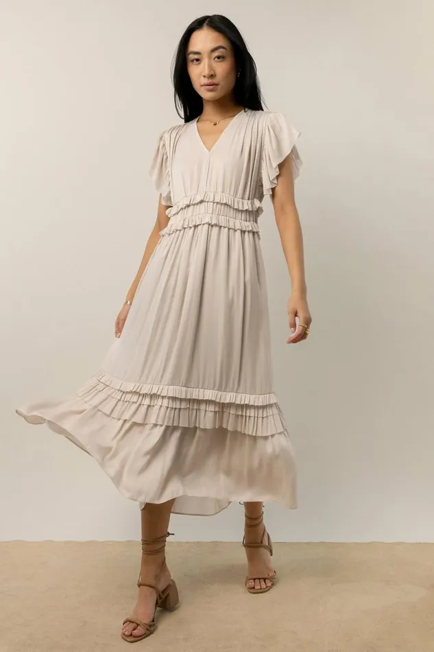 Willa Ruffle Dress In Ivory Ivory Women Bohme Dresses