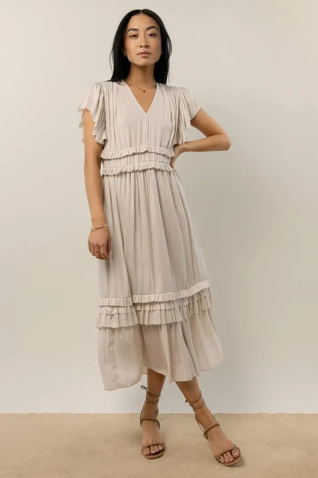 Willa Ruffle Dress In Ivory Ivory Women Bohme Dresses