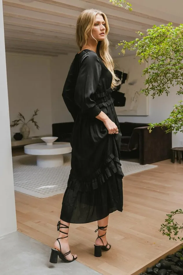 Willa Sleeved Ruffle Dress In Black Black Women Bohme Dresses