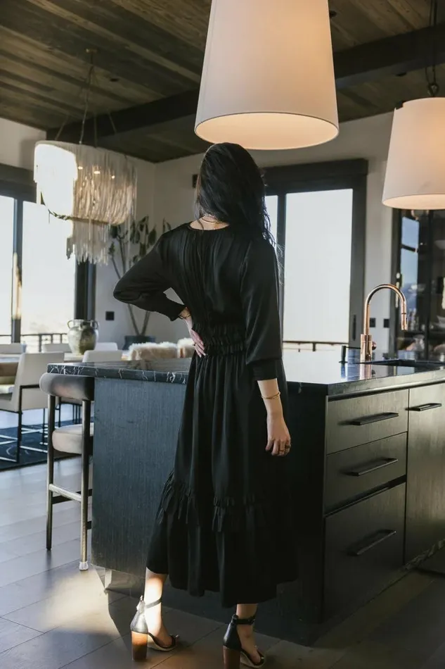Willa Sleeved Ruffle Dress In Black Black Women Bohme Dresses