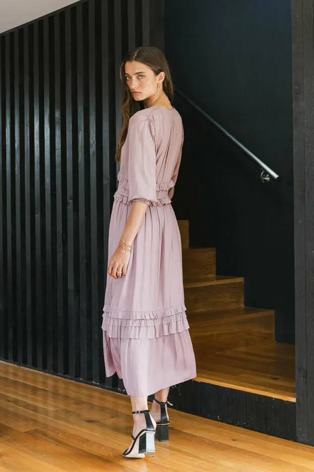 Willa Sleeved Ruffle Dress In Lavender Lavender Women Bohme Dresses