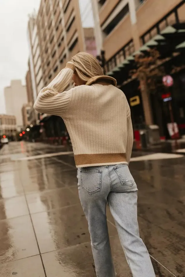 Wilma Color Block Sweater Cream Women Bohme Tops