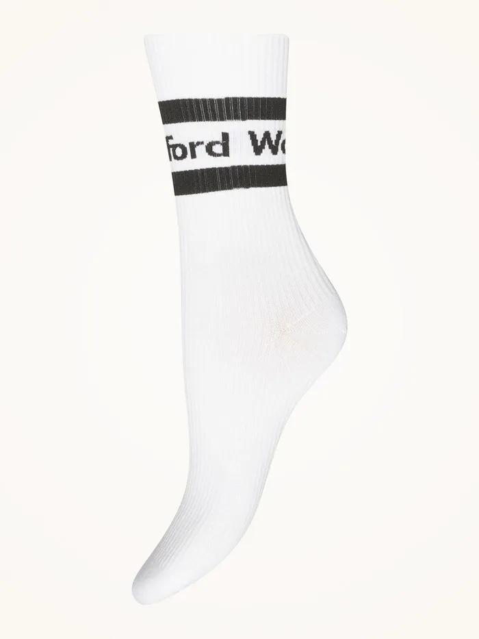 Wolford Socks Logo Rib Socks Whiteblack 8211 Women