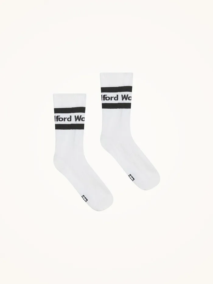 Wolford Socks Logo Rib Socks Whiteblack 8211 Women
