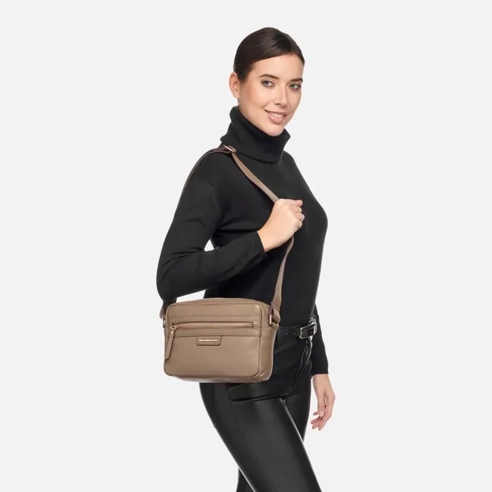 Woman Geox Bags BLANDINE WOMAN Taupe Crossbody Bag Taupe