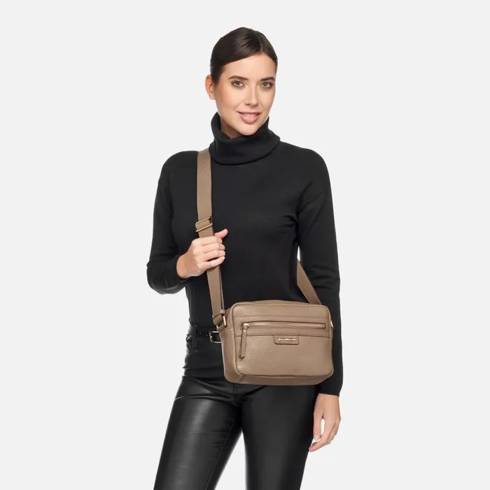 Woman Geox Bags BLANDINE WOMAN Taupe Crossbody Bag Taupe