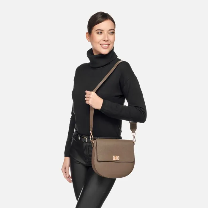 Woman Geox Bags FLAVIE WOMAN Taupe Crossbody Bag Taupe