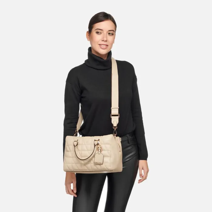 Woman Geox Bags SAFFIRIA WOMAN Off White Handbag Off White